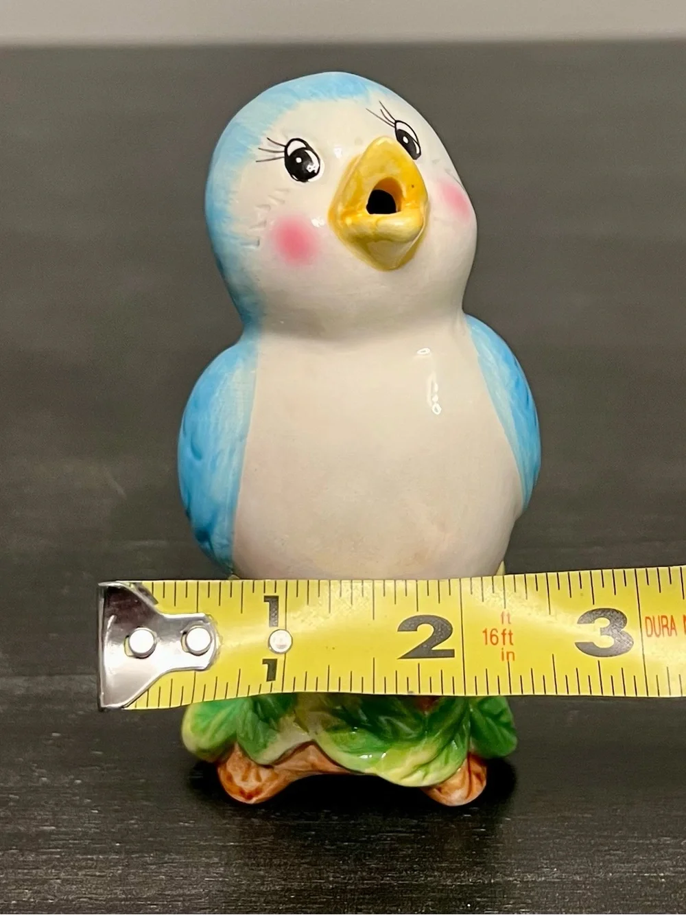 VTG Blue Song Bird Pie Bird/Vent/Funnel 5” Kitschy Adorable Retro